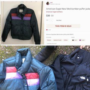 American Eagle New Med bomber puffer jacket (green